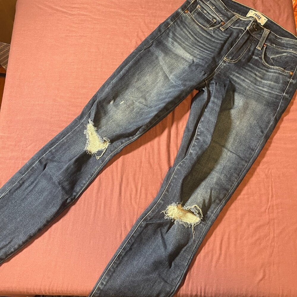 Paige Verdugo Ankle Distressed Blue Jean Denim Pants - Women's Size 25